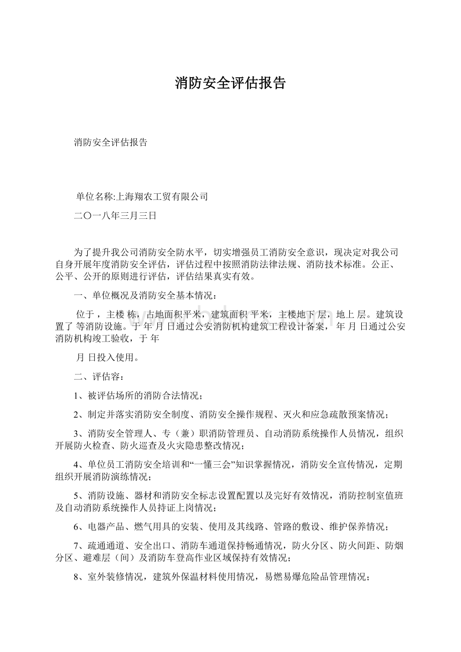 消防安全评估报告Word下载.docx