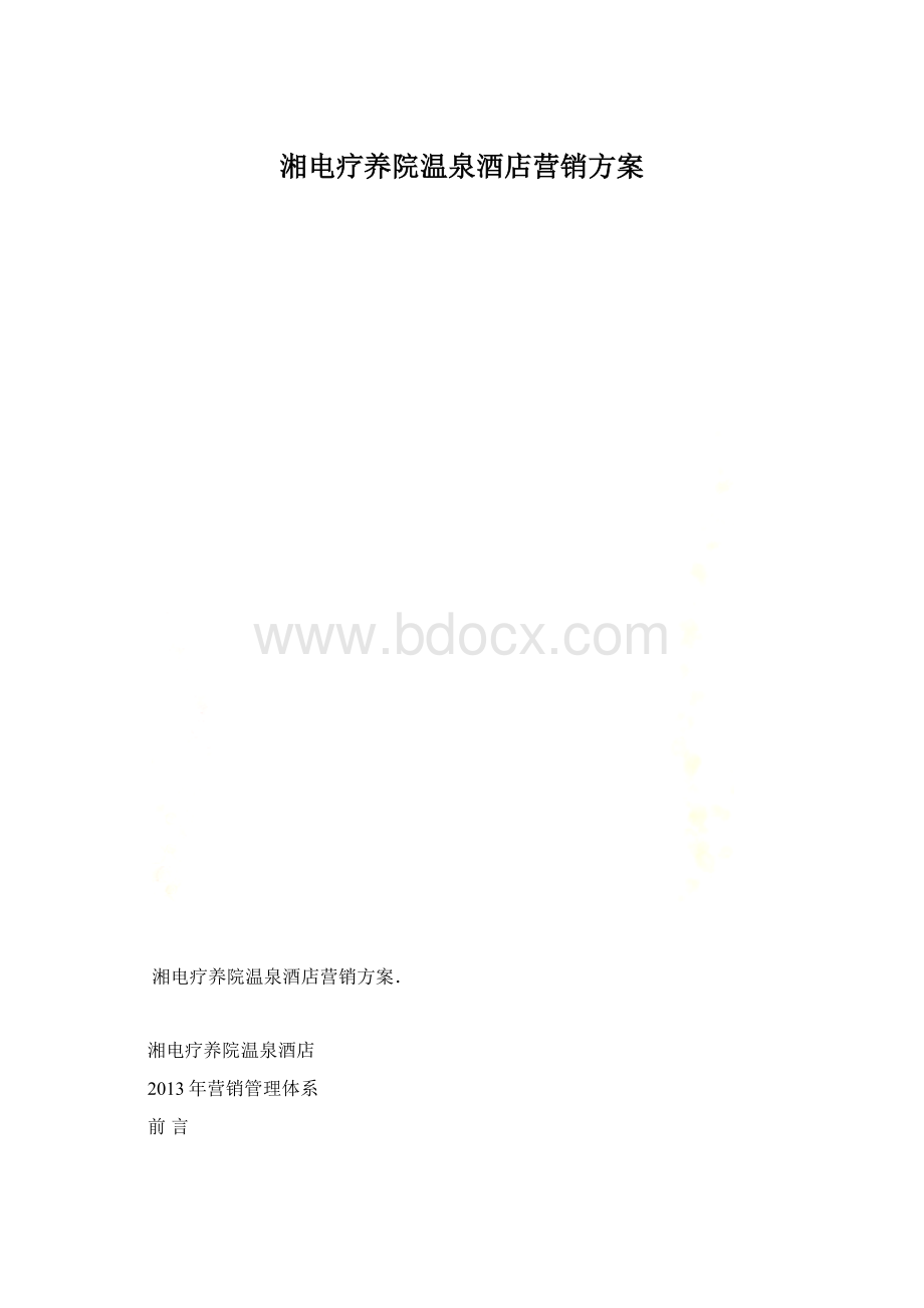 湘电疗养院温泉酒店营销方案.docx