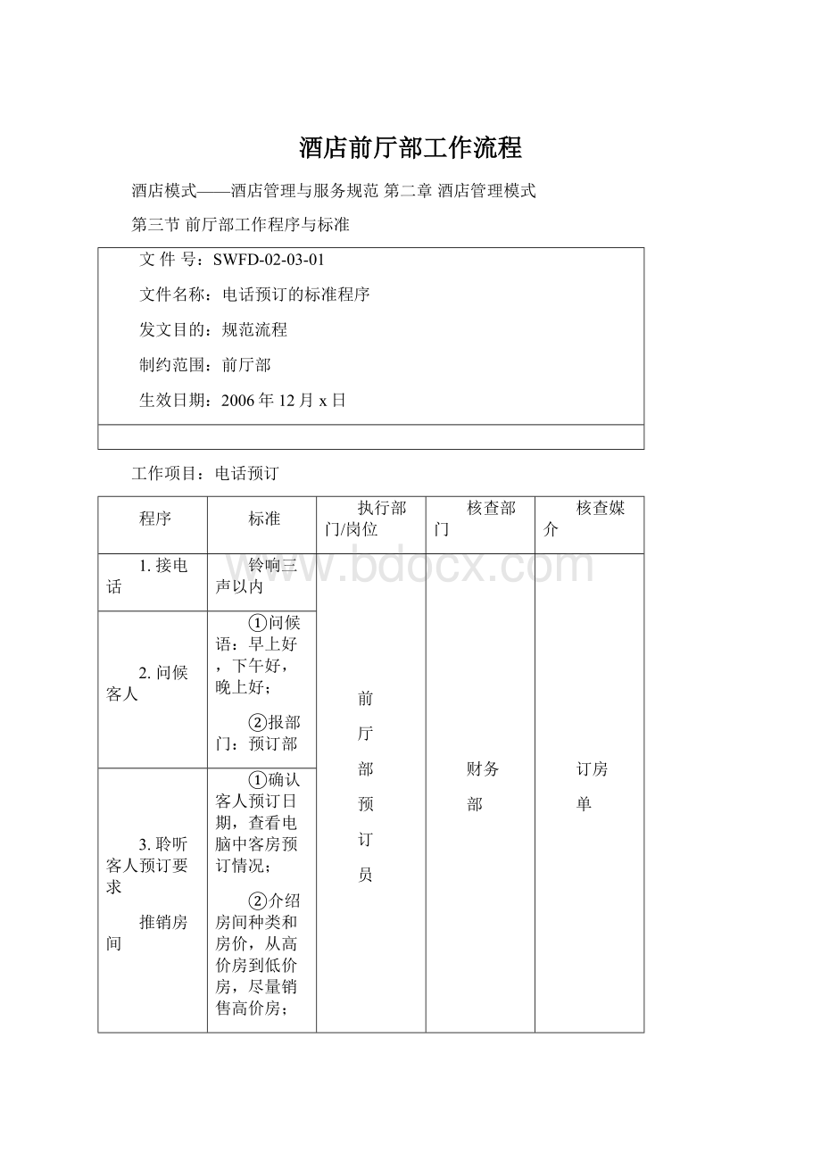 酒店前厅部工作流程.docx