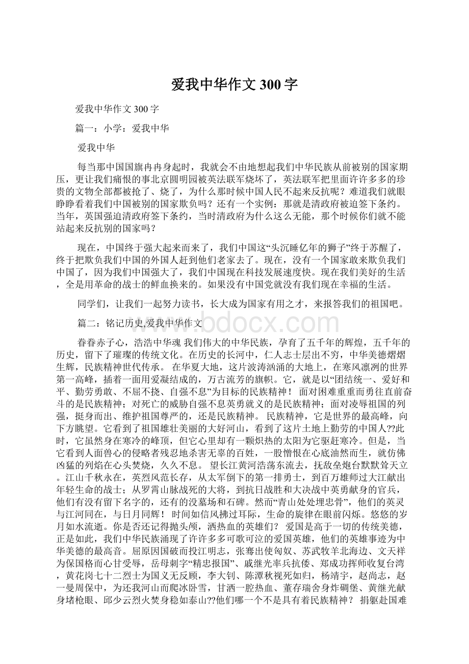 爱我中华作文300字.docx