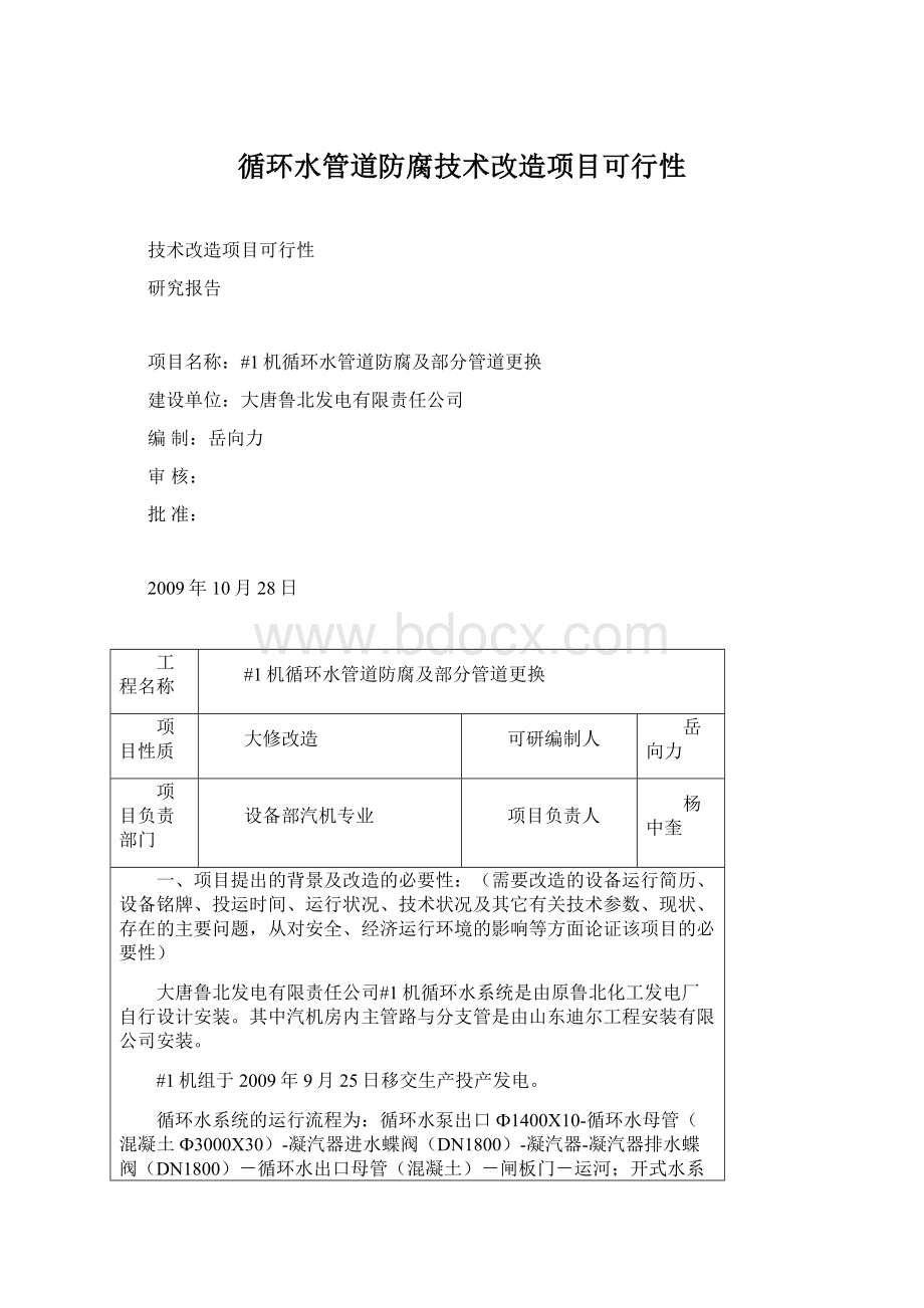 循环水管道防腐技术改造项目可行性Word文档格式.docx