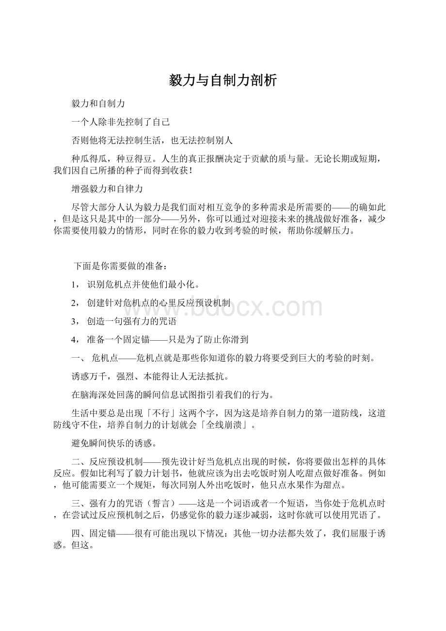 毅力与自制力剖析.docx_第1页