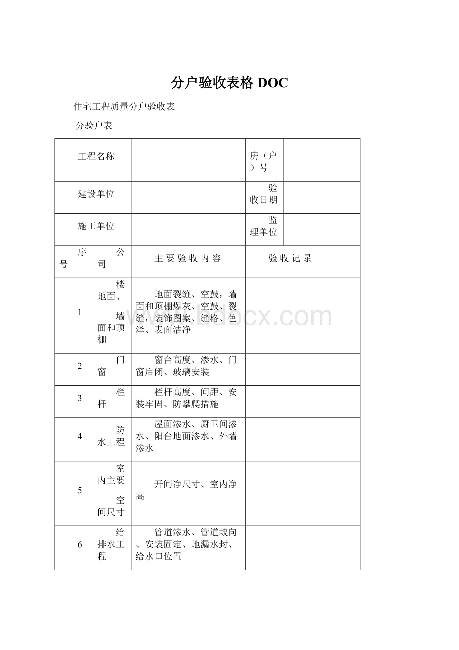 分户验收表格DOC.docx_第1页