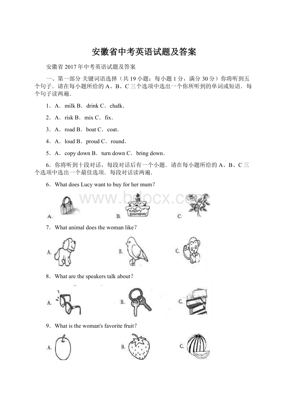 安徽省中考英语试题及答案.docx