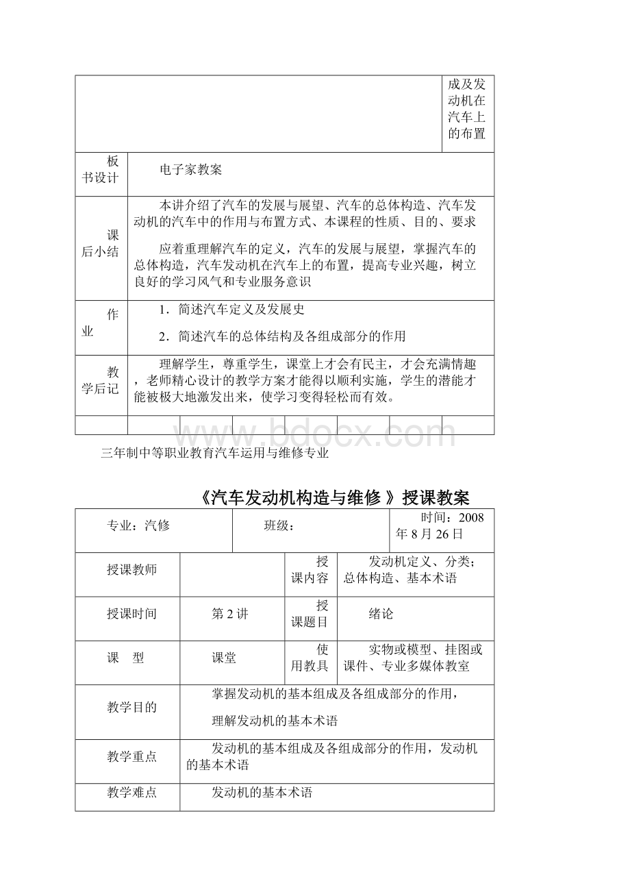 《汽车发动机构造与维修 》授课教案设计.docx_第2页