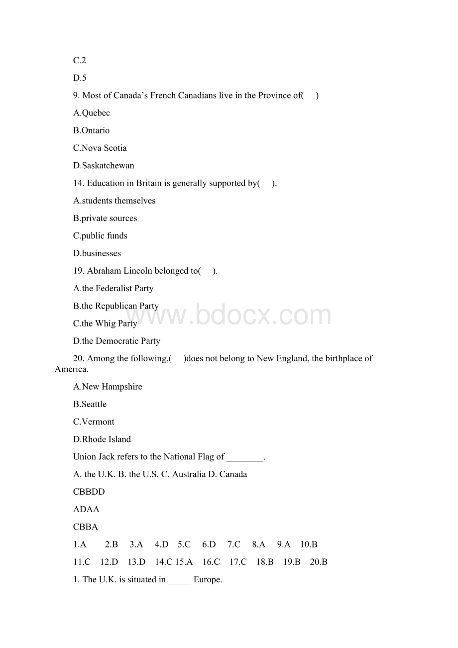 英语国家概况全知识点题库.docx_第2页