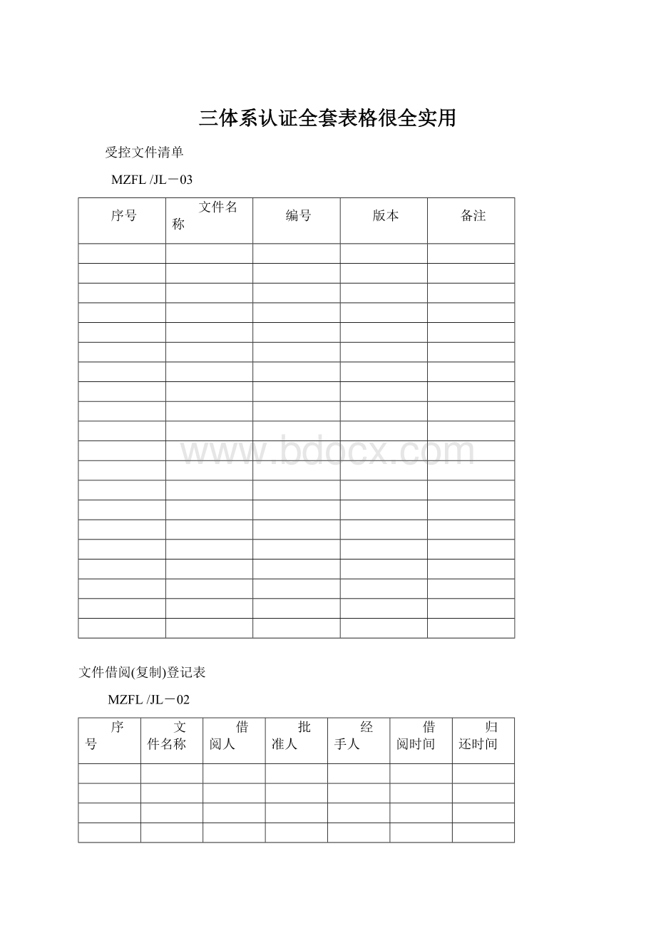 三体系认证全套表格很全实用Word文档格式.docx