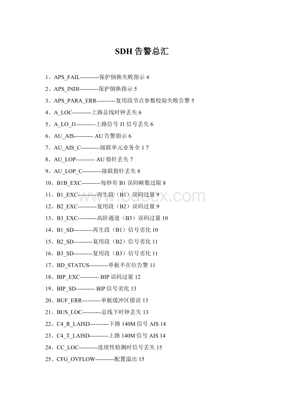 SDH告警总汇Word文档下载推荐.docx_第1页