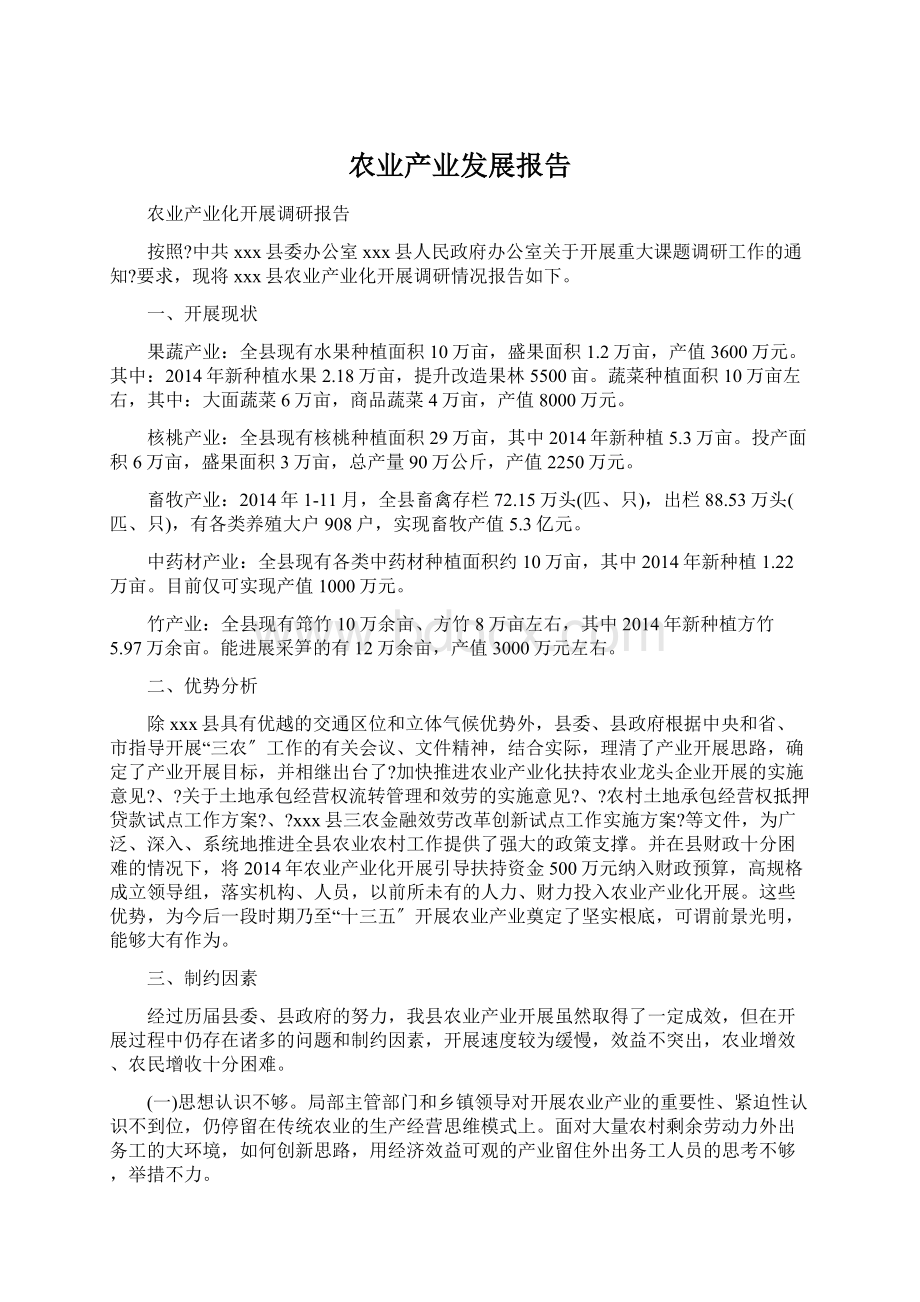 农业产业发展报告Word格式文档下载.docx_第1页