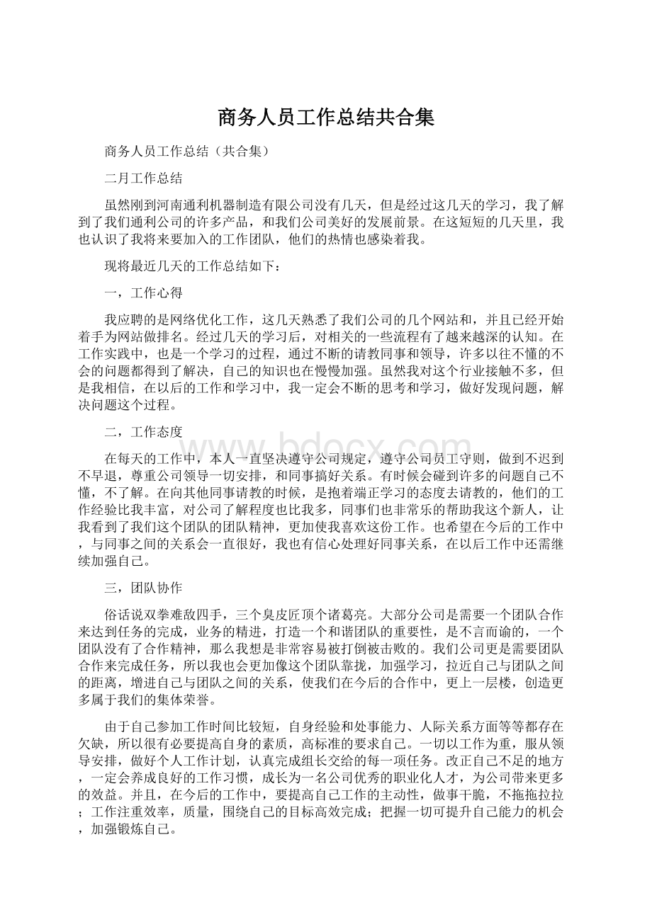 商务人员工作总结共合集.docx_第1页