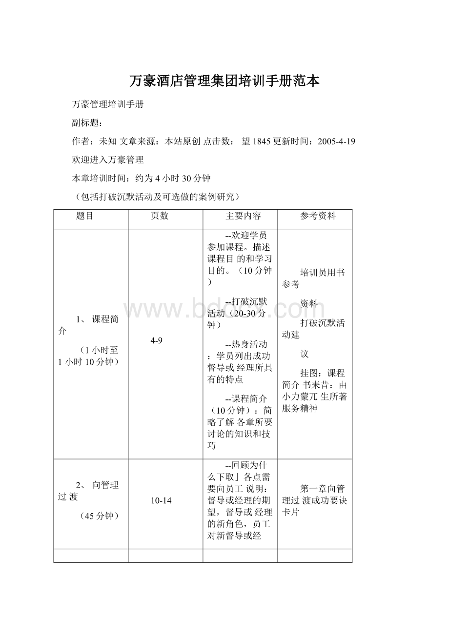 万豪酒店管理集团培训手册范本Word文件下载.docx