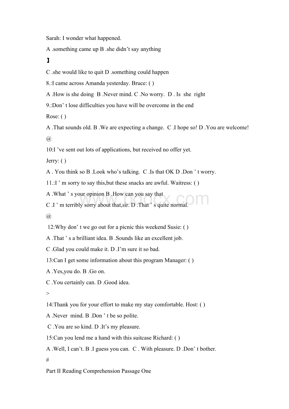 广东省成人高等教育学位英语水平考试真题及解题答案Word文档格式.docx_第2页