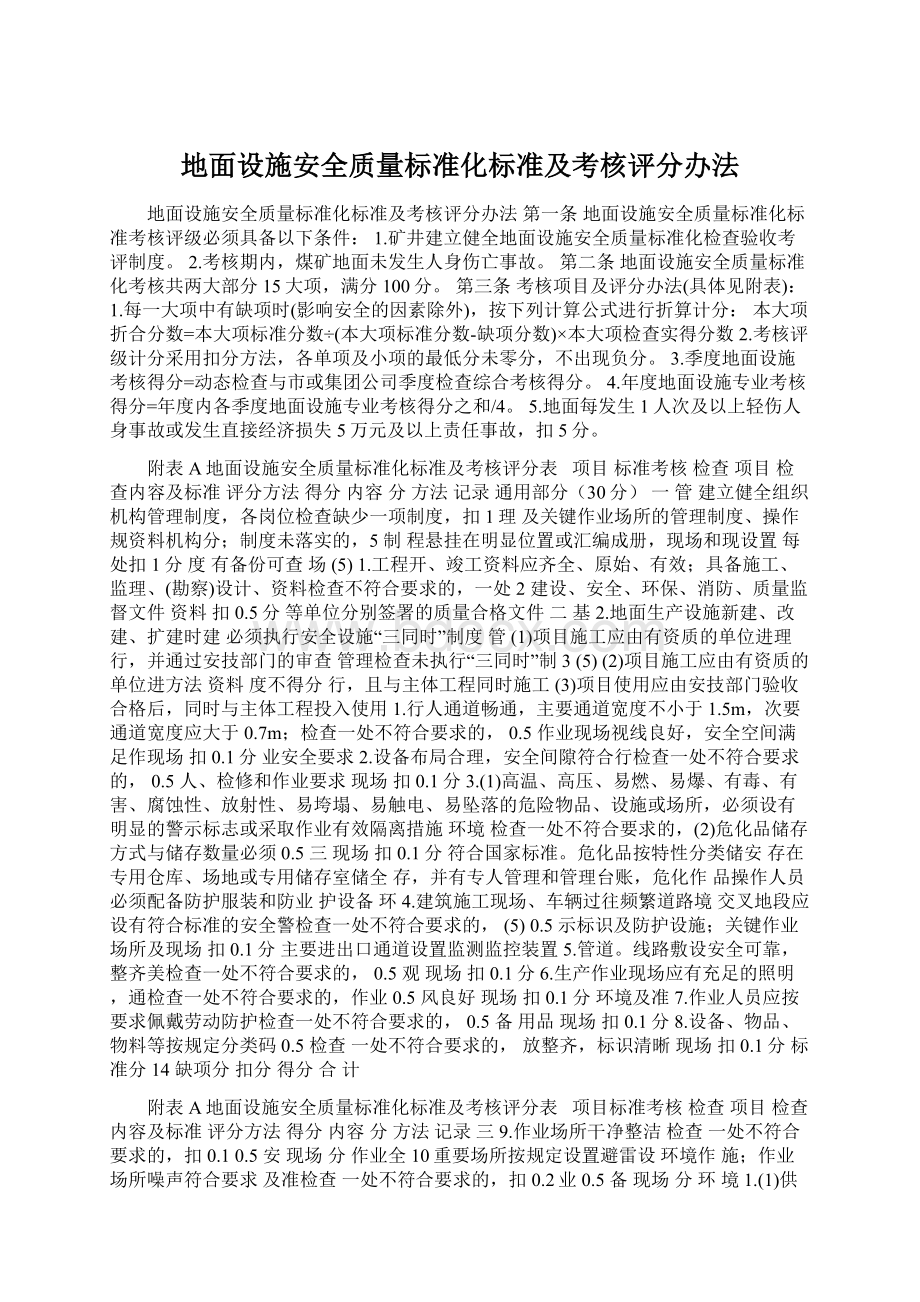 地面设施安全质量标准化标准及考核评分办法Word下载.docx_第1页