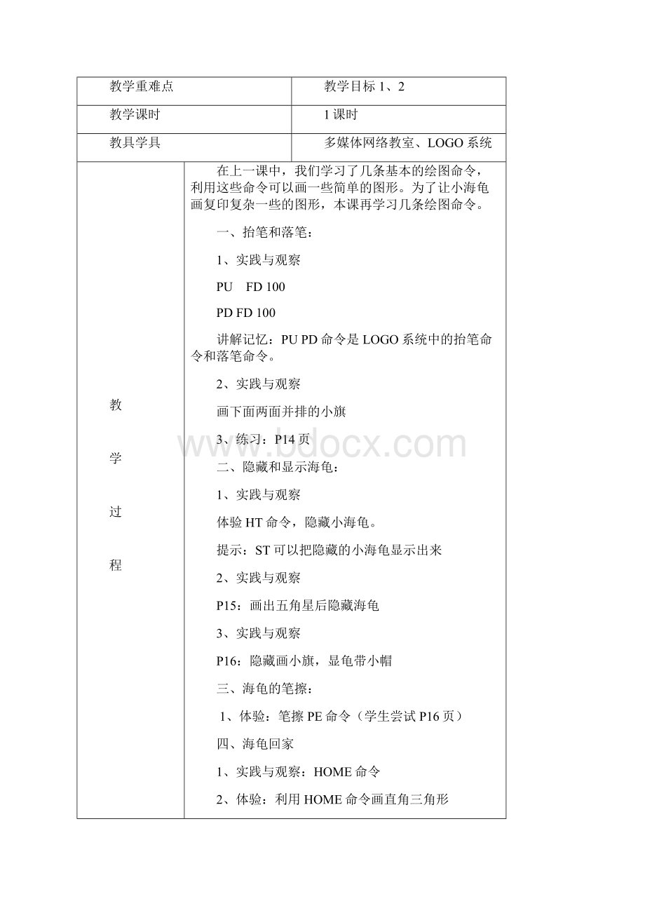 信息技术教案六年级上册logo语言.docx_第3页