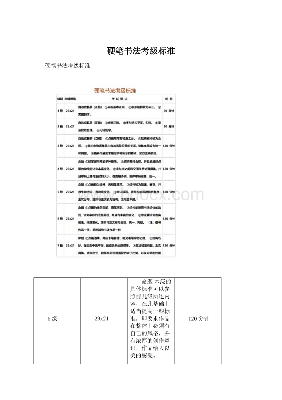 硬笔书法考级标准.docx_第1页