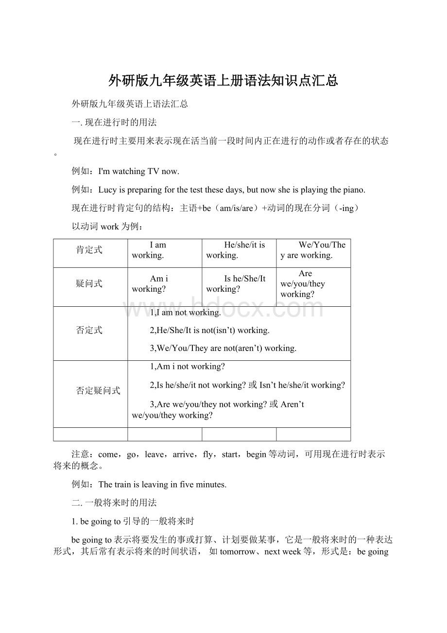 外研版九年级英语上册语法知识点汇总.docx