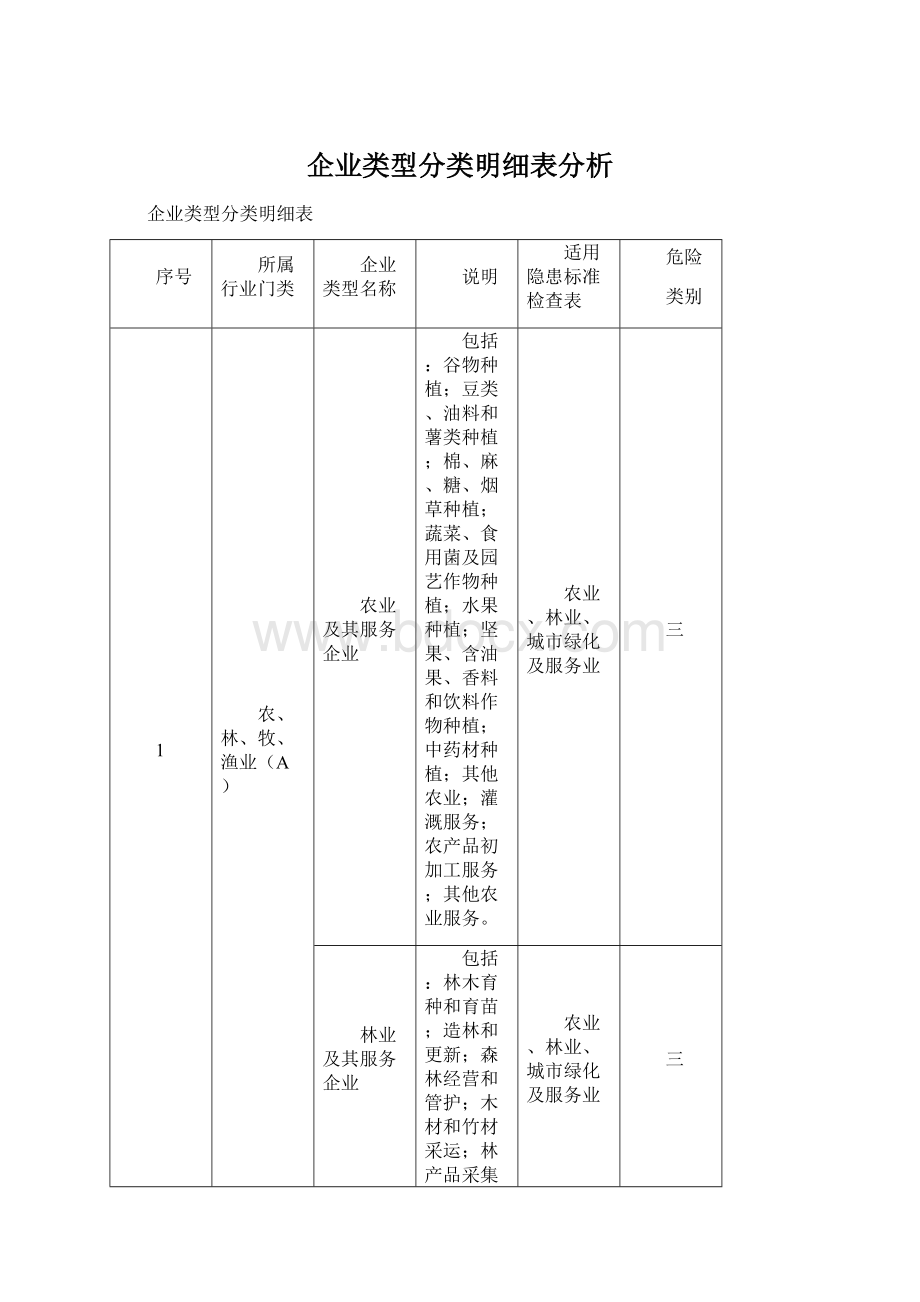 企业类型分类明细表分析文档格式.docx