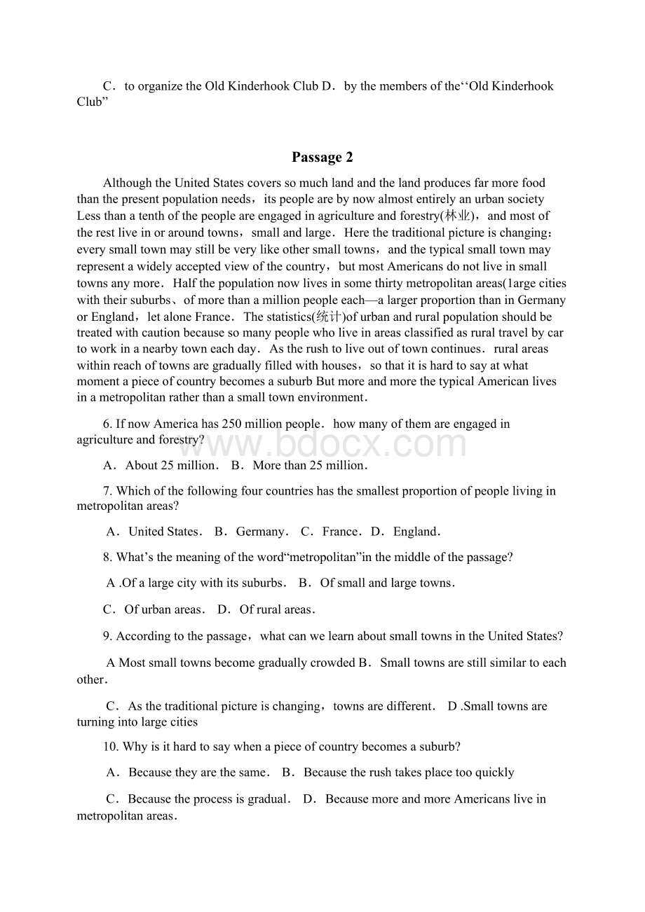 高中阅读理解练习附答案和翻译.docx_第2页