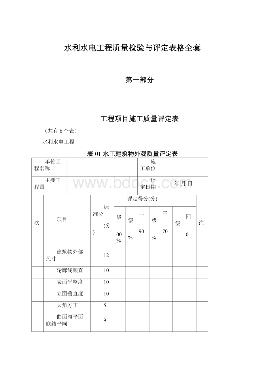 水利水电工程质量检验与评定表格全套Word文档格式.docx_第1页