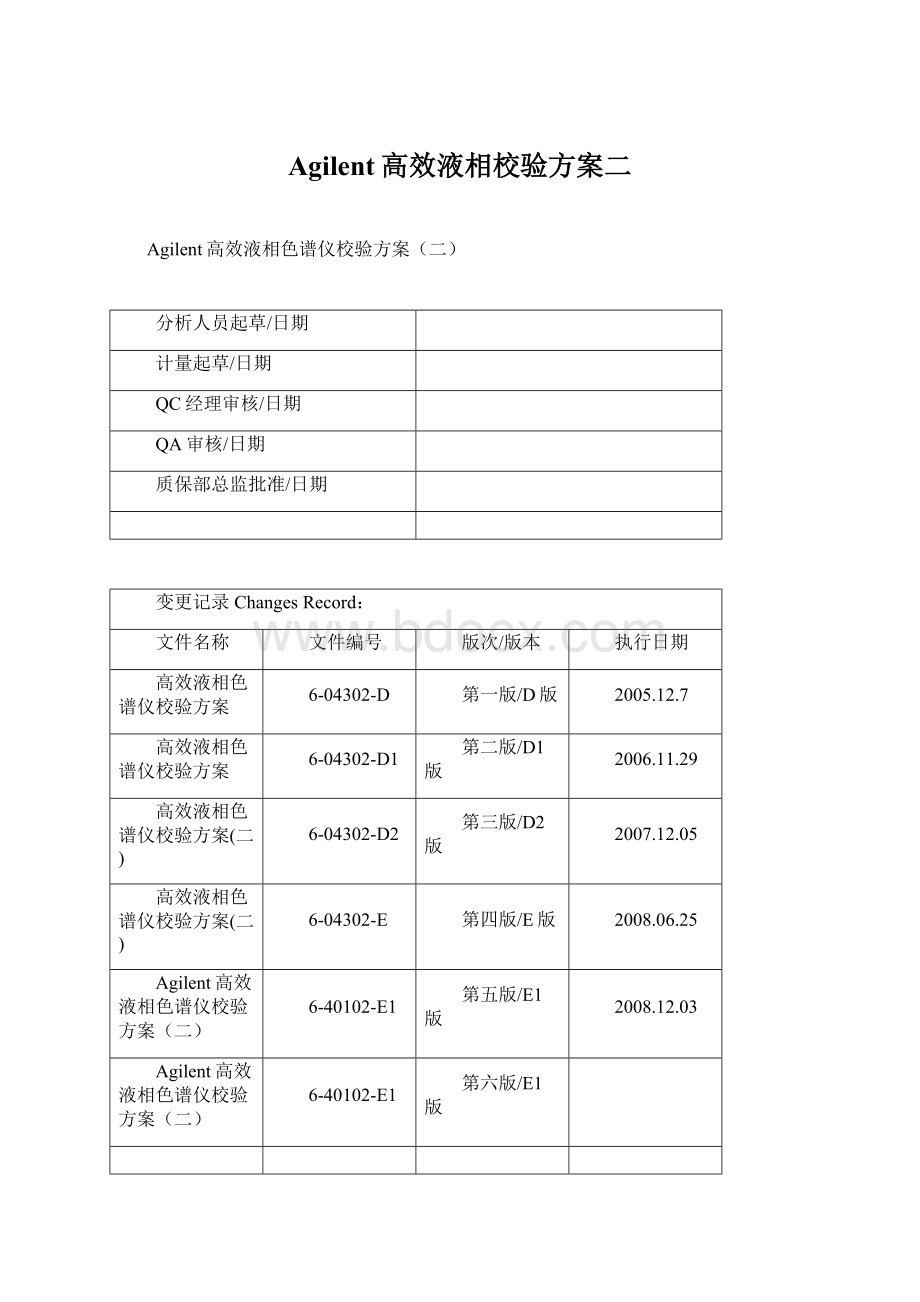 Agilent高效液相校验方案二.docx_第1页