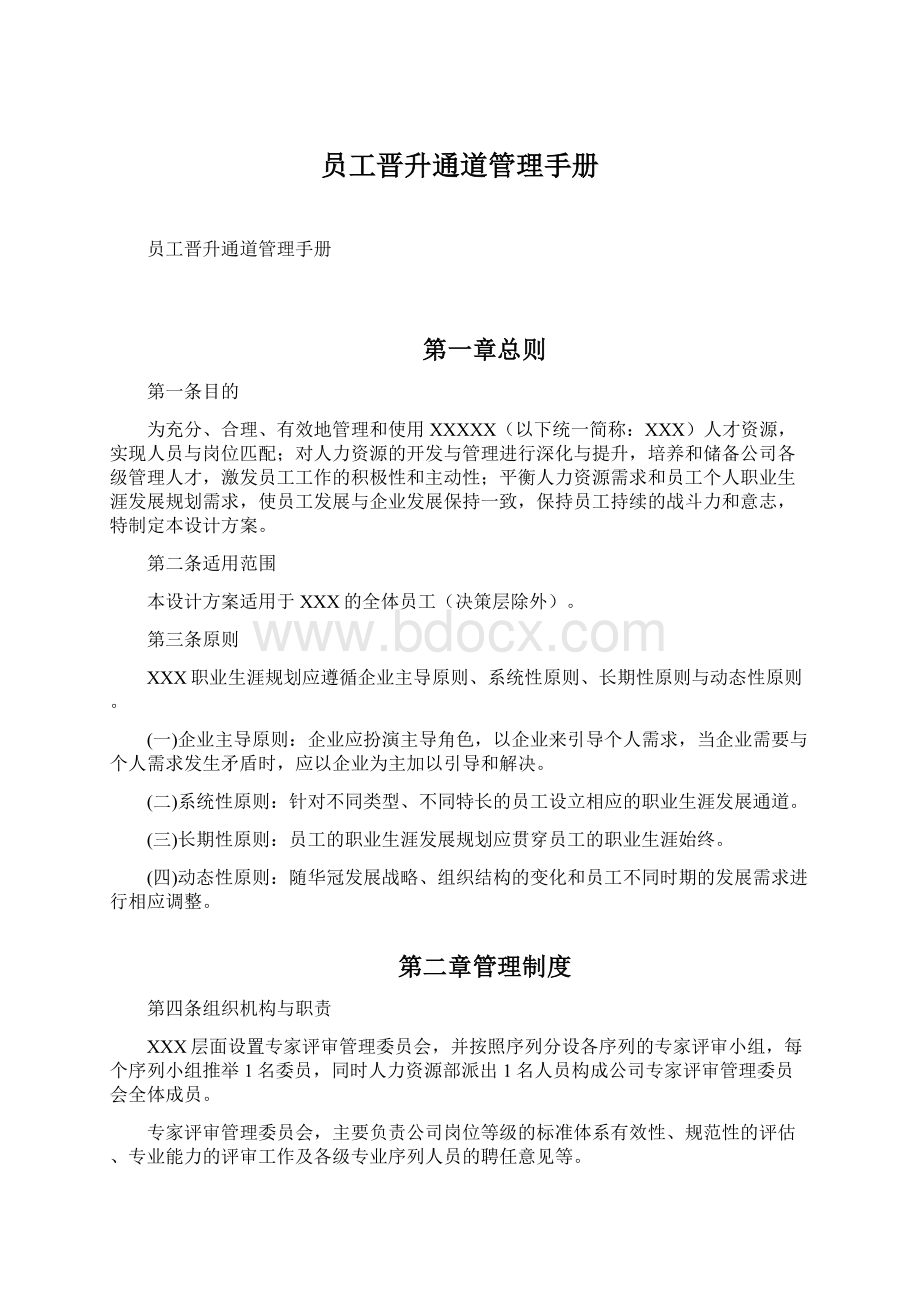 员工晋升通道管理手册文档格式.docx