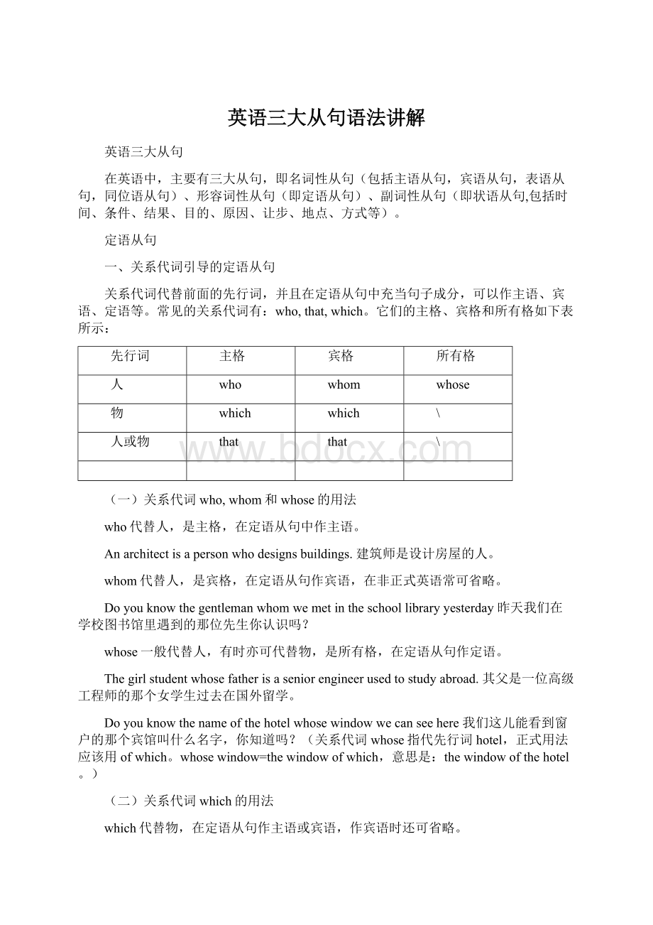 英语三大从句语法讲解Word文件下载.docx