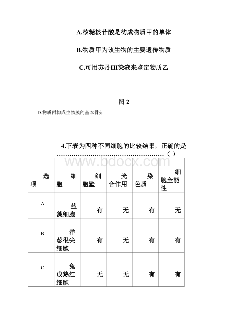 届上海市黄浦区高三上学期期终调研测试一模生物Word文档下载推荐.docx_第3页