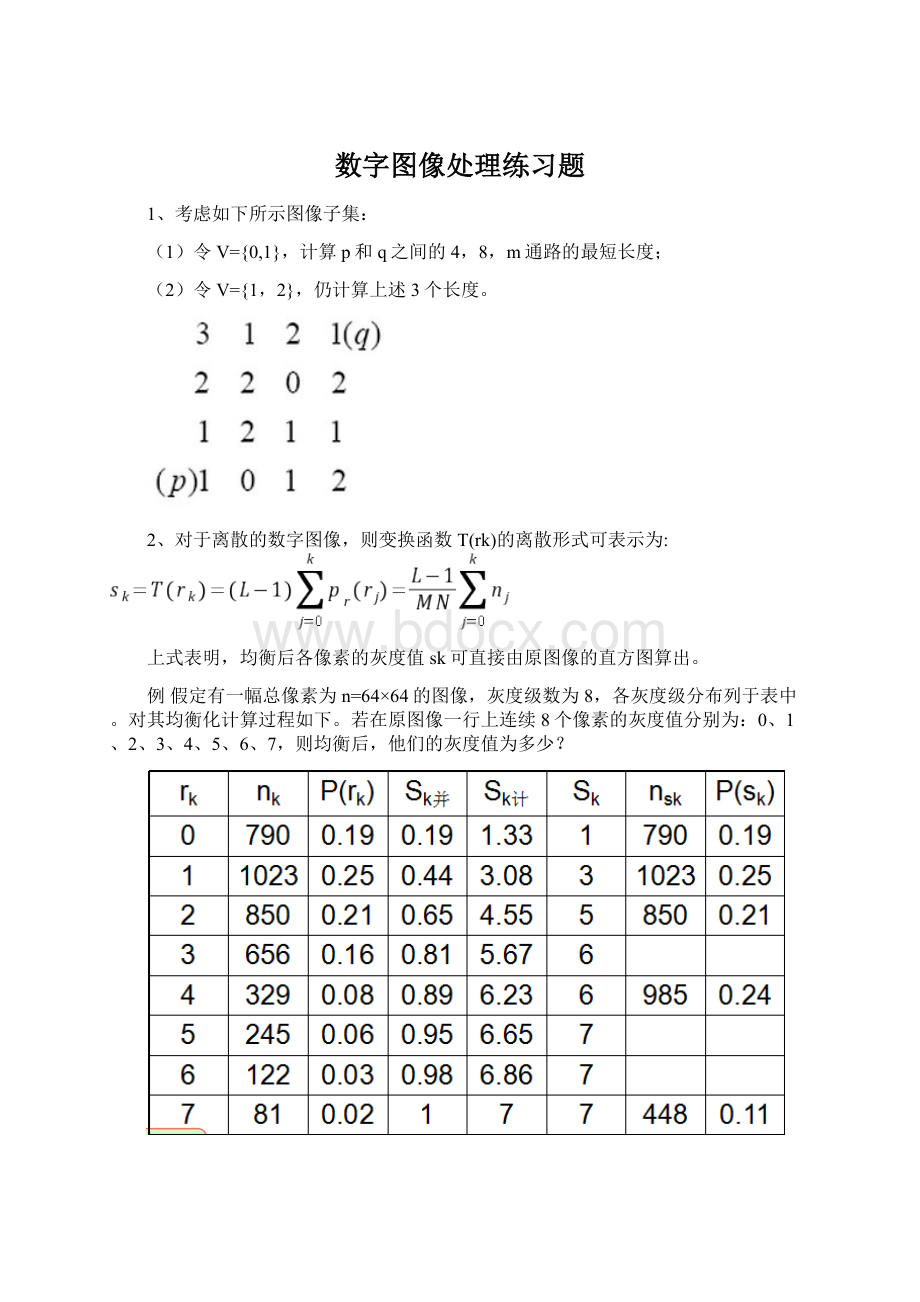 数字图像处理练习题.docx_第1页