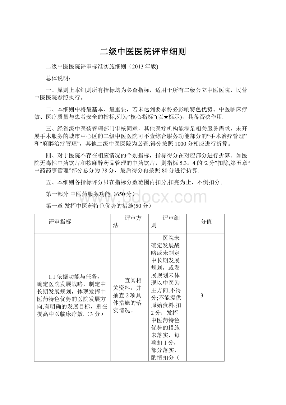 二级中医医院评审细则.docx_第1页