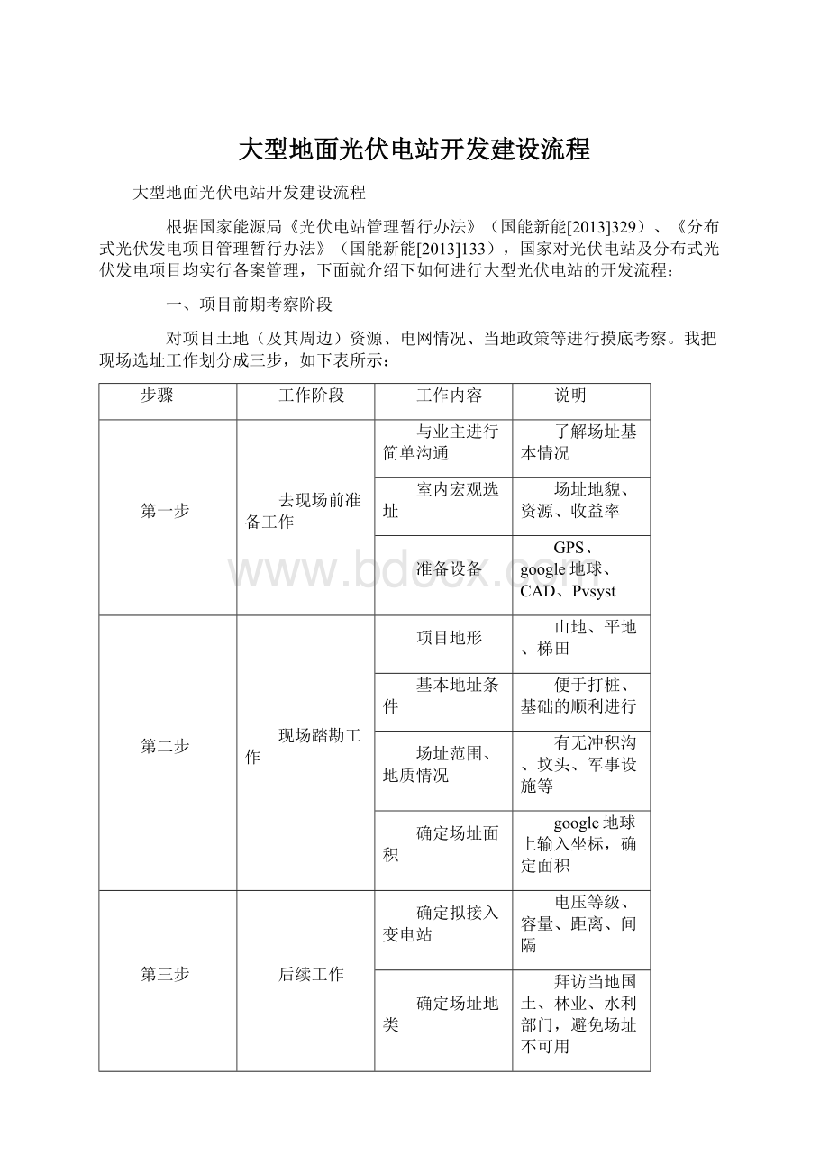 大型地面光伏电站开发建设流程Word文档下载推荐.docx