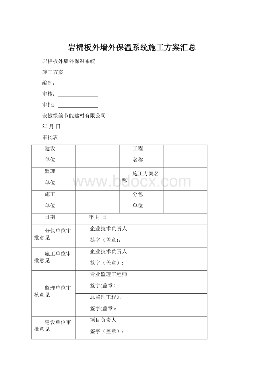 岩棉板外墙外保温系统施工方案汇总.docx_第1页