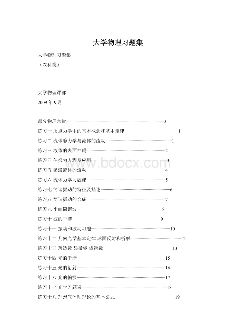 大学物理习题集Word下载.docx