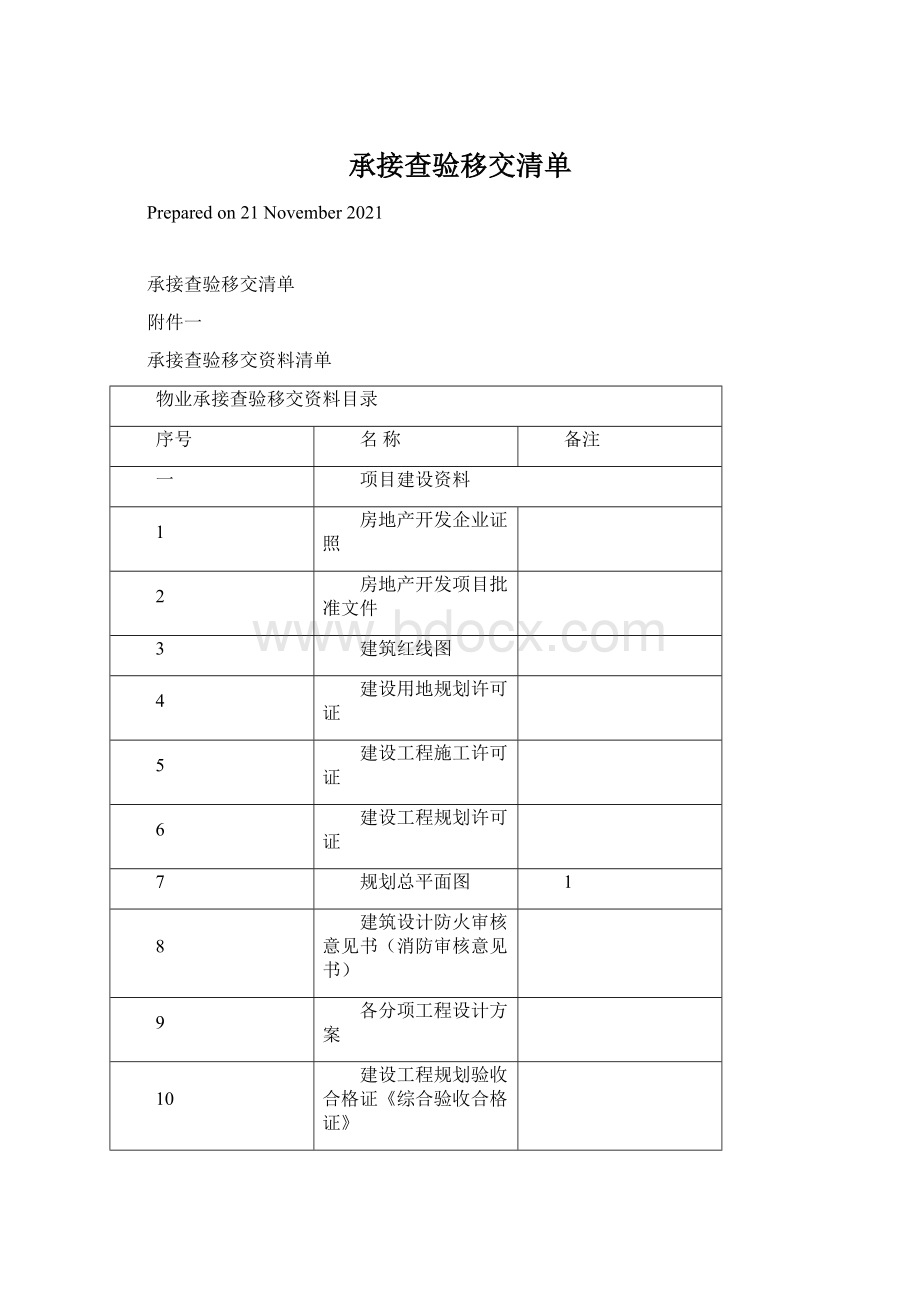 承接查验移交清单.docx