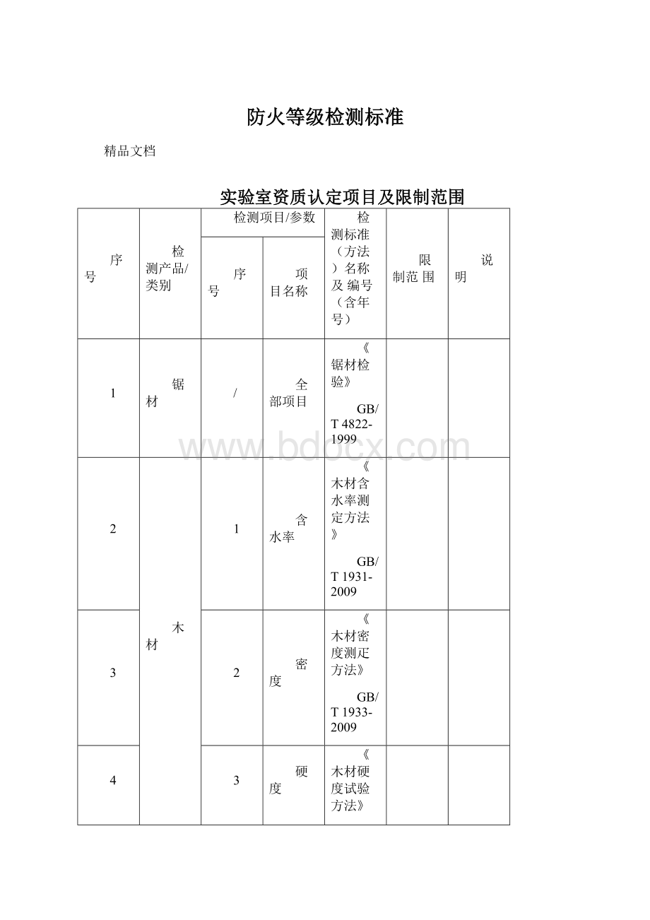 防火等级检测标准Word文档下载推荐.docx