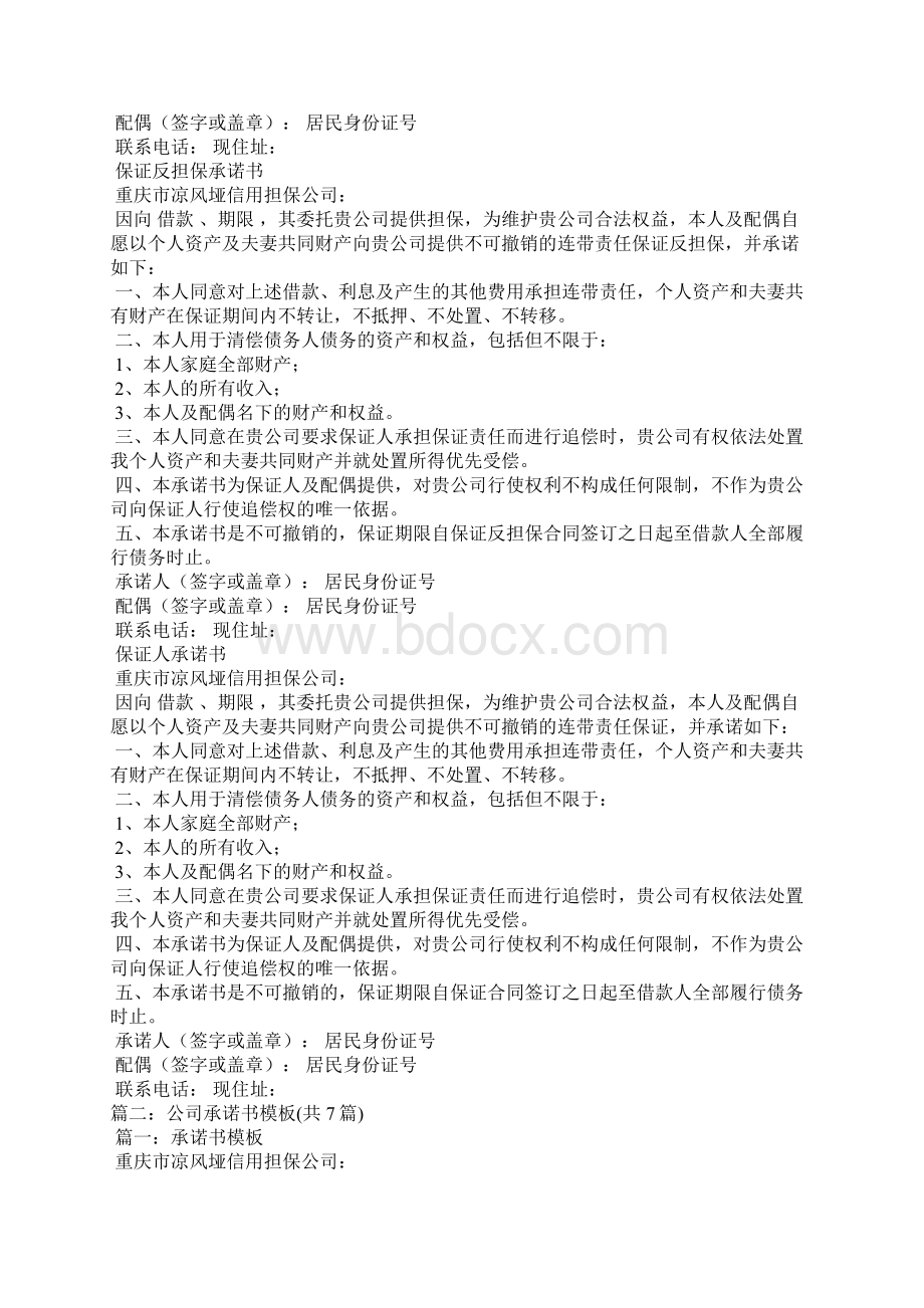 承诺书模板Word文档格式.docx_第2页