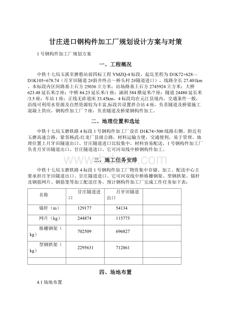 甘庄进口钢构件加工厂规划设计方案与对策Word格式文档下载.docx