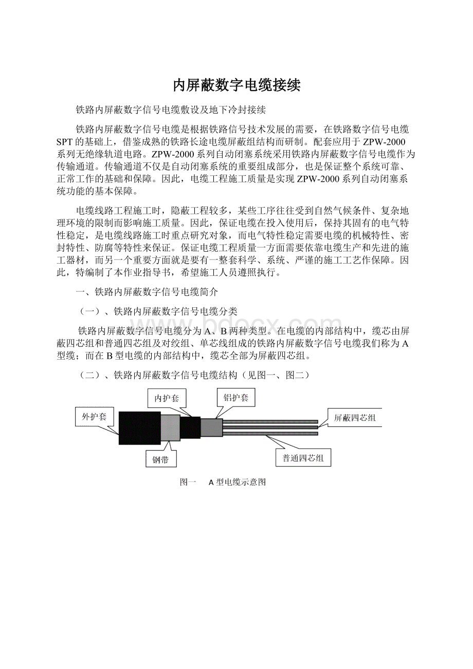 内屏蔽数字电缆接续Word文档格式.docx