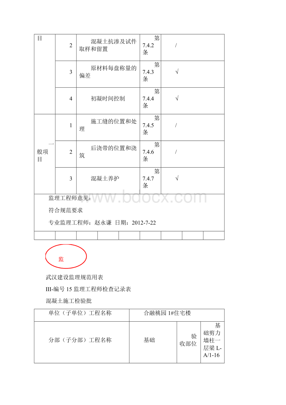 混凝土施工监理工程师检查记录表.docx_第3页