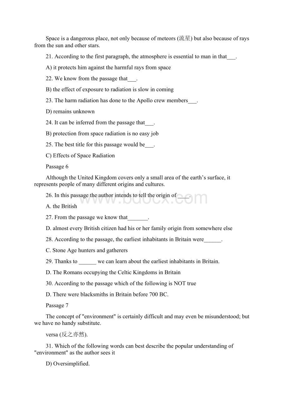 成都理工大学大学英语四阅读材料精简答案.docx_第3页