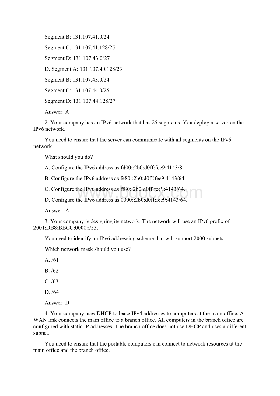 最新MCITP 题库 Microsoft 70642 题库Word文档下载推荐.docx_第2页