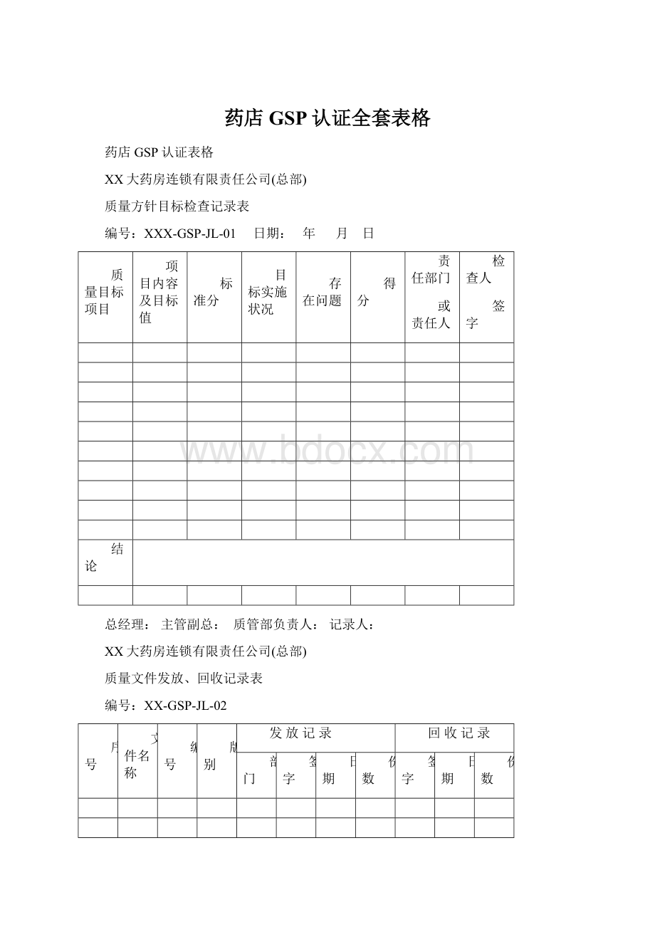 药店GSP认证全套表格.docx