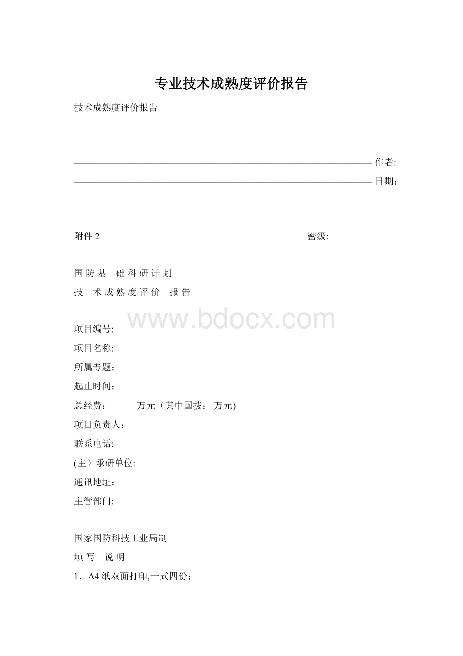 专业技术成熟度评价报告文档格式.docx