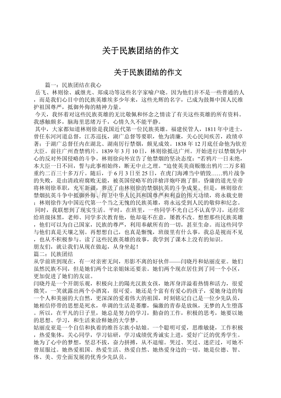 关于民族团结的作文.docx