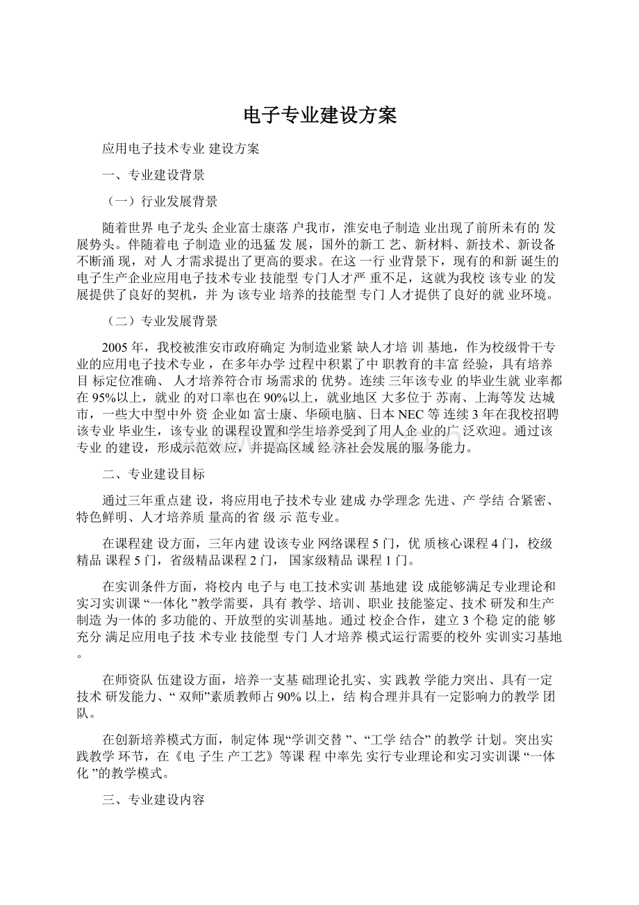 电子专业建设方案文档格式.docx_第1页