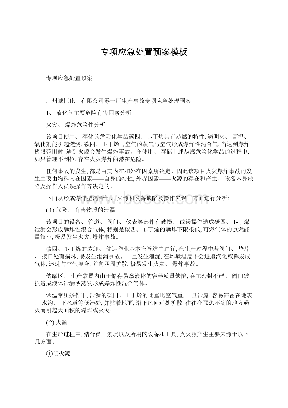 专项应急处置预案模板Word下载.docx