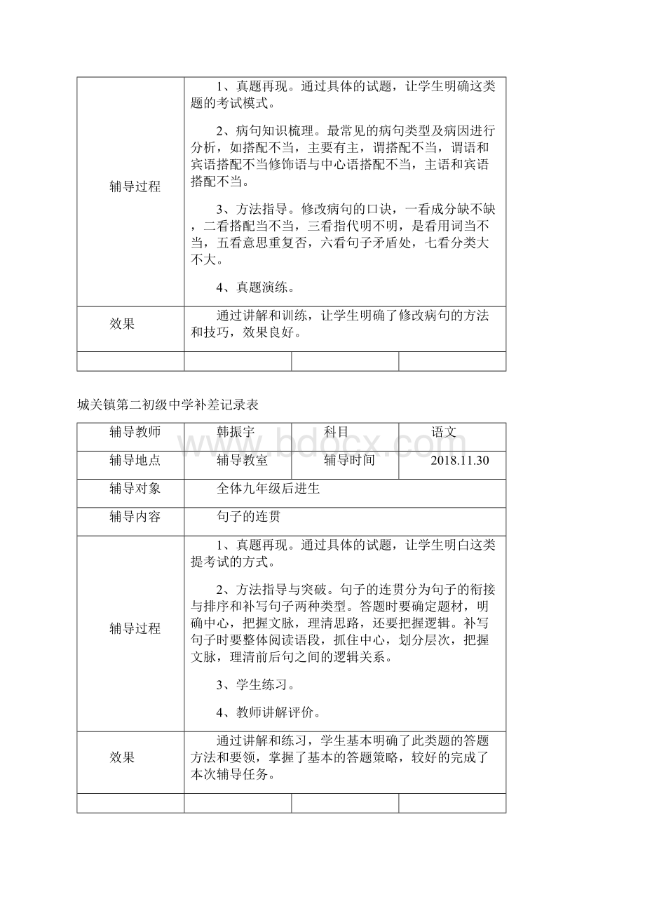 九年级语文补差记录表教程文件.docx_第2页