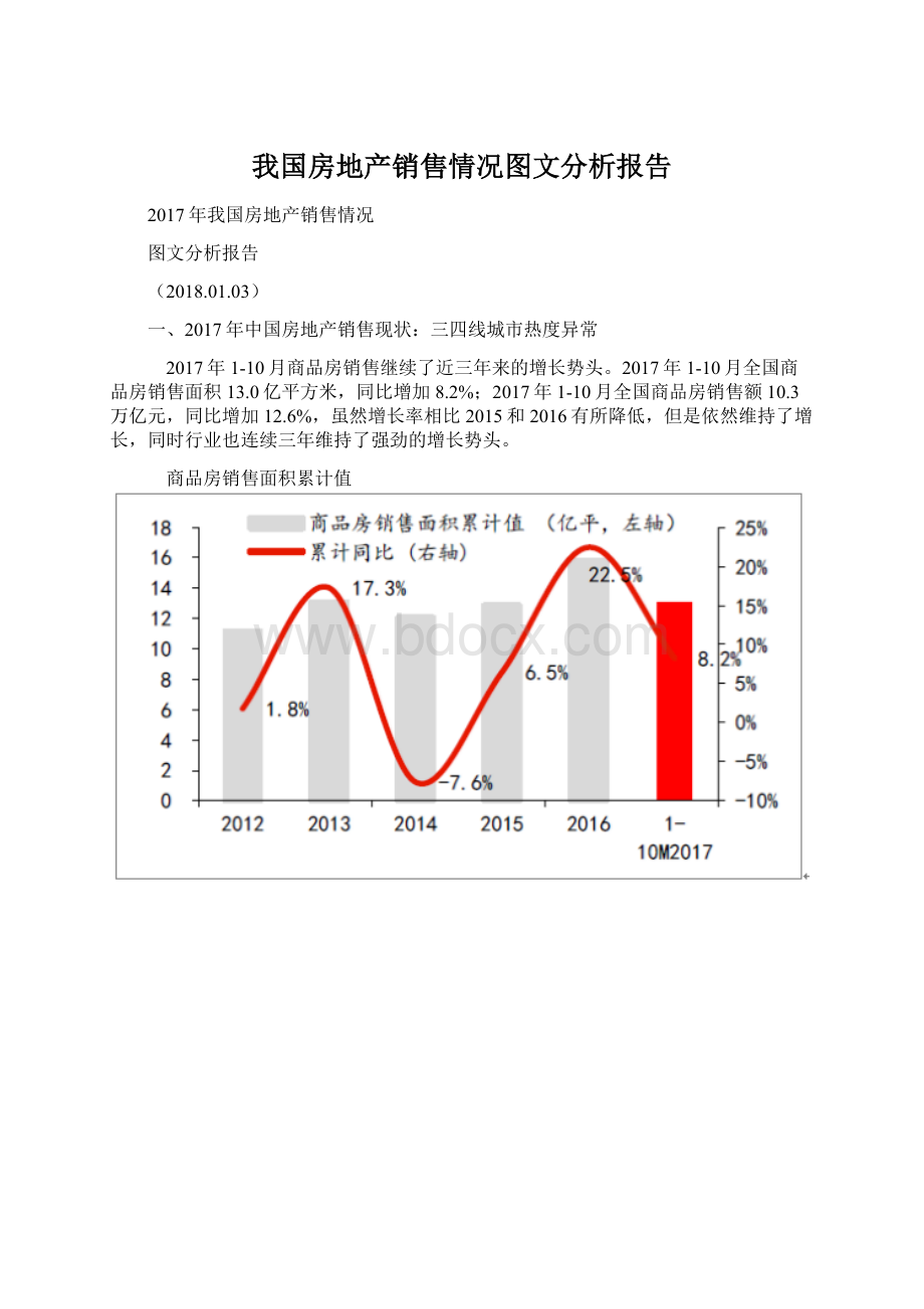 我国房地产销售情况图文分析报告文档格式.docx