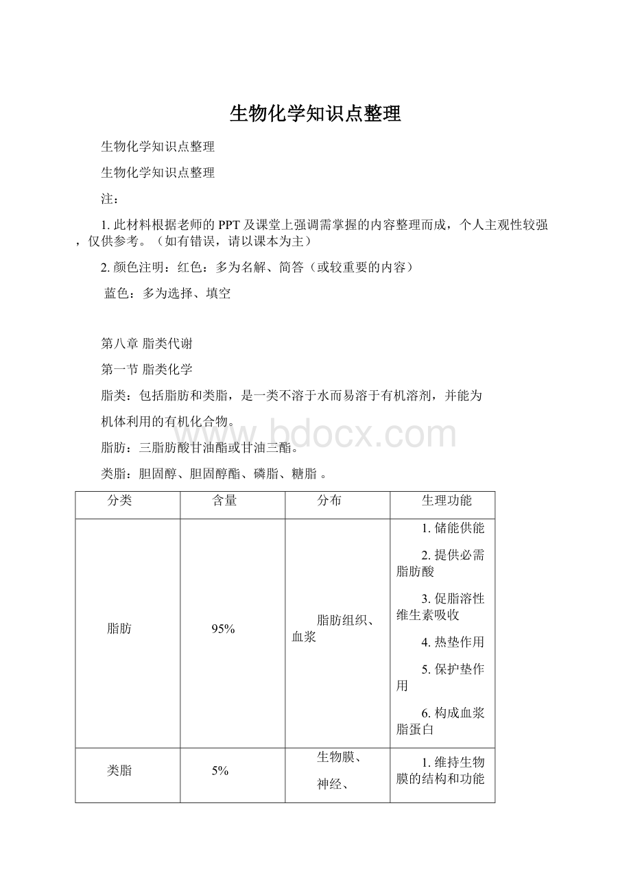 生物化学知识点整理.docx