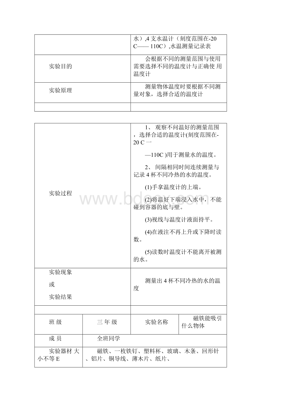 最新教科版科学三年级下册实验报告单Word格式.docx_第3页