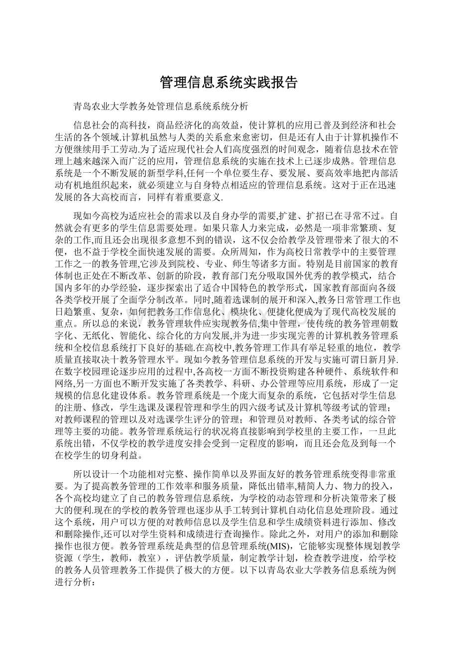 管理信息系统实践报告Word格式.docx_第1页